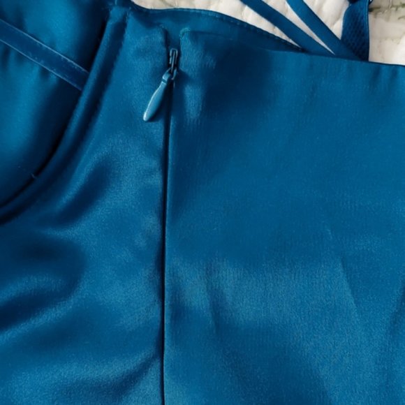 GUESS ORIGINAL- True Vintage Vivid Cerulean Blue Satin Bustier Corset Top - Picture 7 of 10